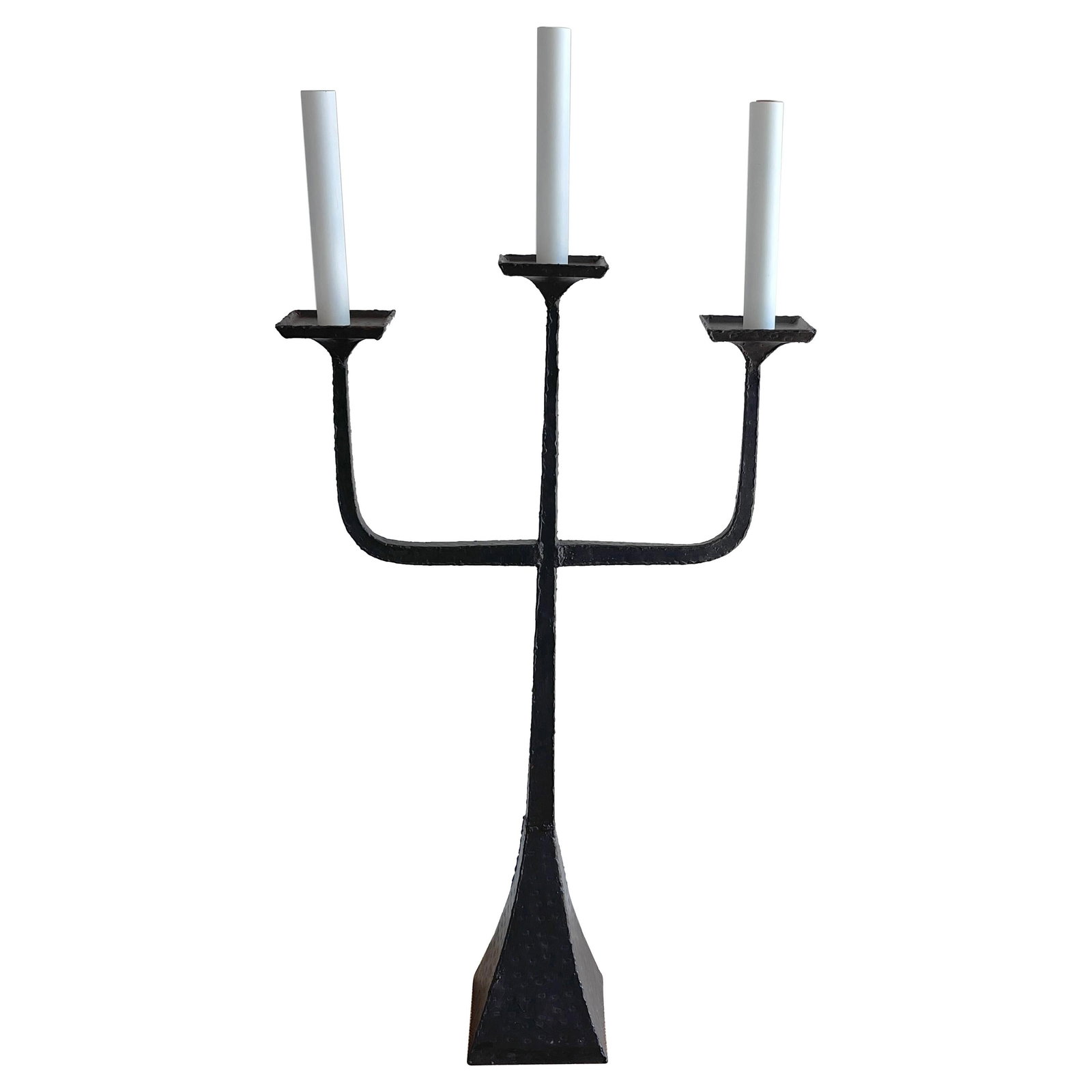 French Modern Wrought Iron Three-Light Candelabra Floor Lamp 1960s (1 of 11)