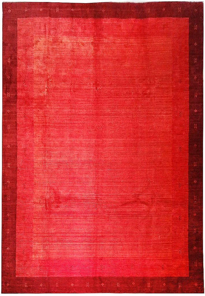 Vibrant 9 x 12 Handmade Wool Gabbeh Area Rug in Solid Red (1 of 12)