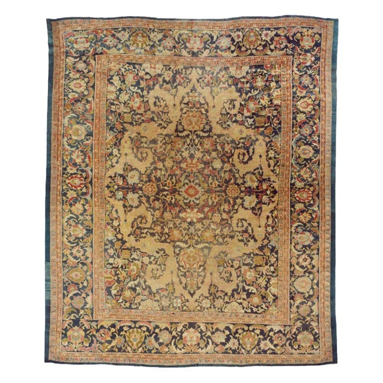 19th Century Sultanabad Wool Carpet with Large Scale Green Design 12'2" x 14'9" (1 of 18)