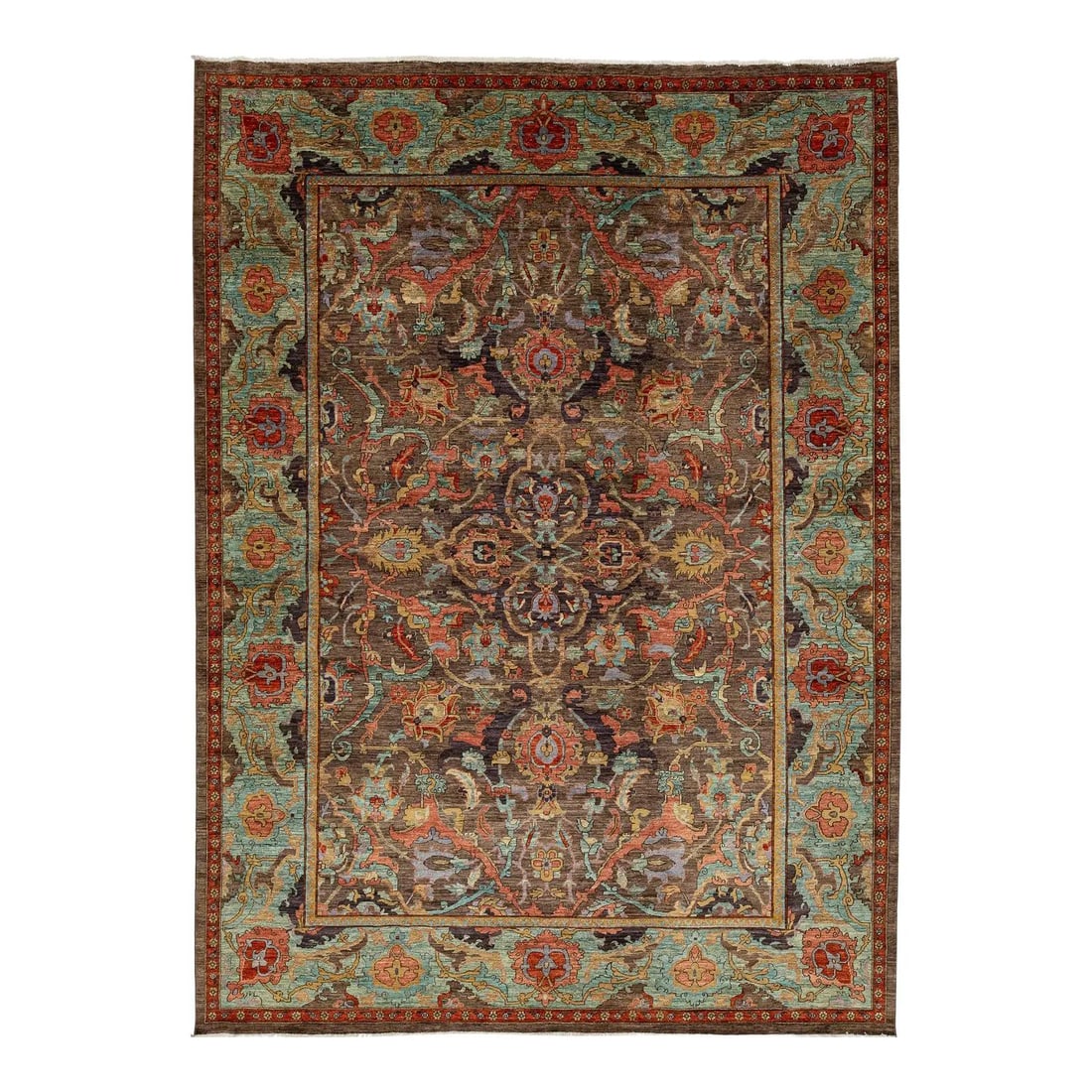 Hand-Knotted Wool Floor Rug in Bidjar-Inspired Design 10'1 x 13'10: Hand-Knotted Wool Floor Rug in Bidjar-Inspired Design 10'1 x 13'10 This hand-knotted wool rug draws inspiration from traditional Bidjar designs, featuring a durable construction and intricate floral p