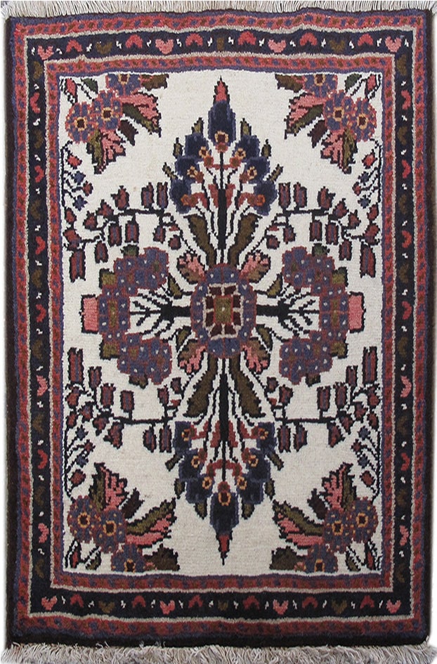 Handcrafted 2'1 x 3'2 Ivory Persian Hamadan Rug from Iran: Handcrafted 2'1 x 3'2 Ivory Persian Hamadan Rug from Iran Free continental US Shipping Enhance your living space with the exquisite 2.1 x 3.2 Ivory Persian Hamadan Rug, handcrafted by skilled artisans