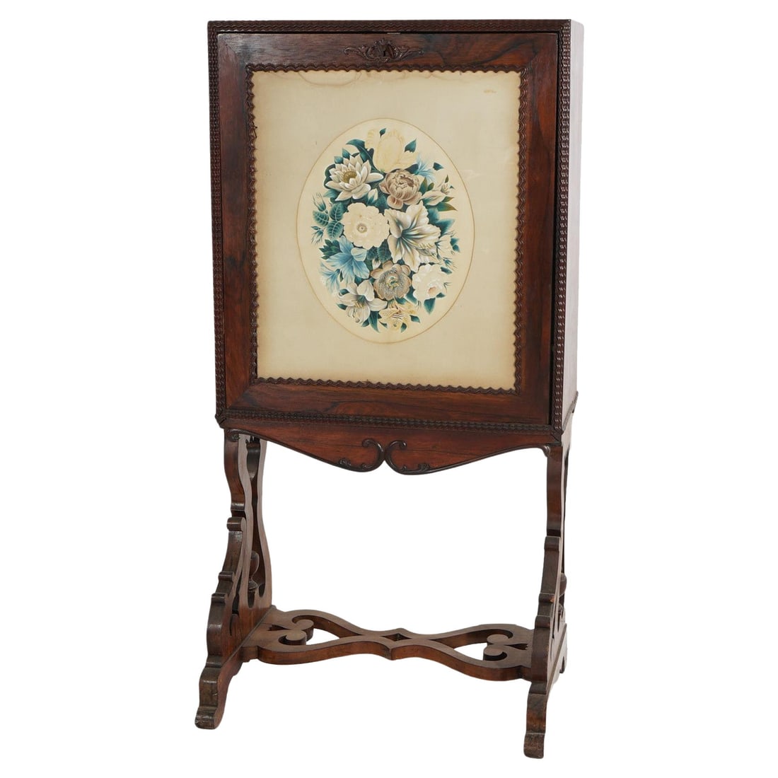 Victorian Rosewood Drop Front Desk with Floral Print c1870 (1 of 18)