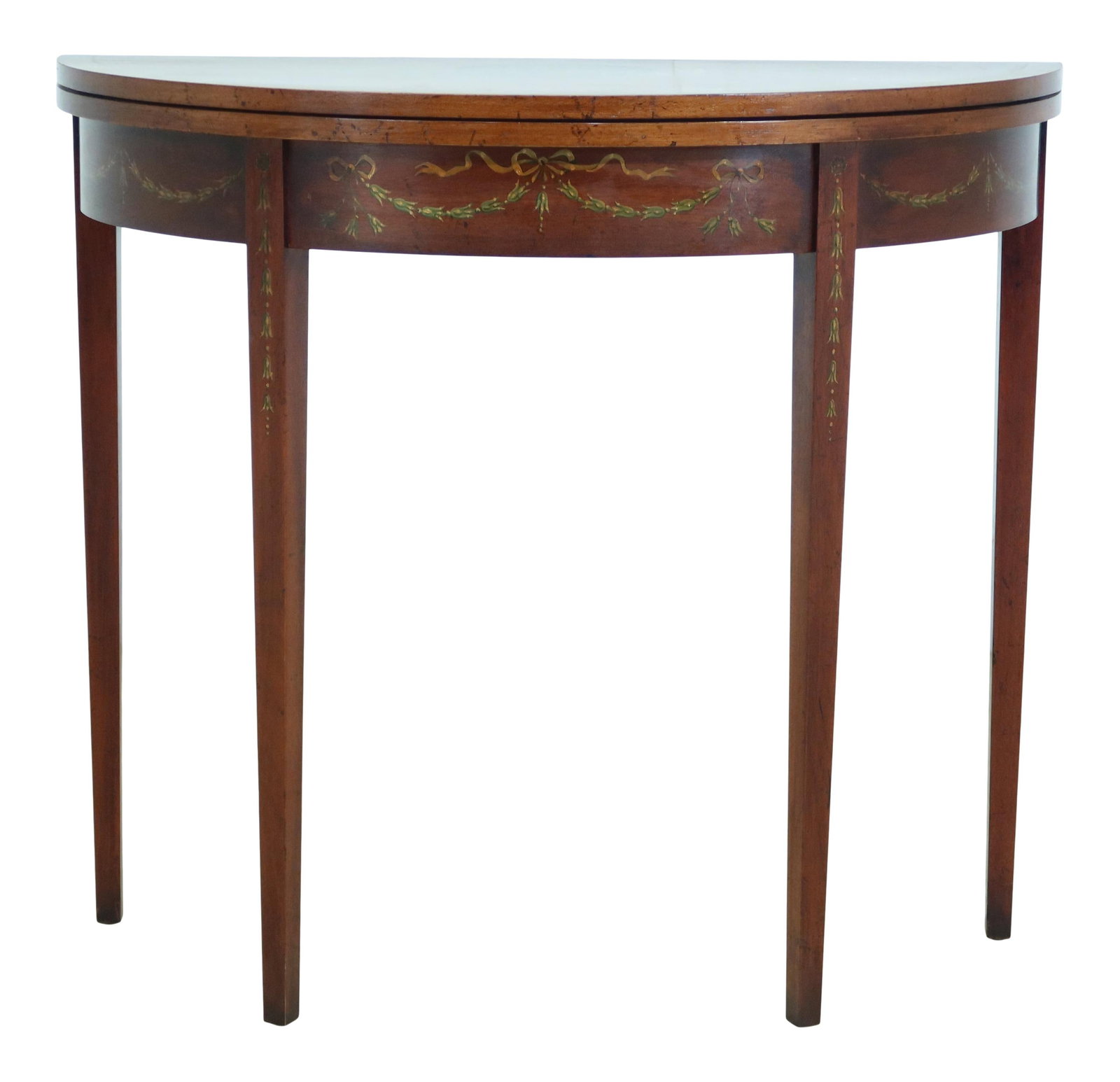 Elegant English Adam Style Flip Top Card Table with Stunning Paint Decoration (1 of 10)