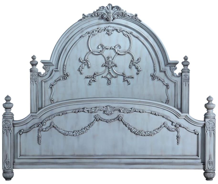 Classical Solid Wood King Bed Glazed Turquoise Finish (1 of 2)