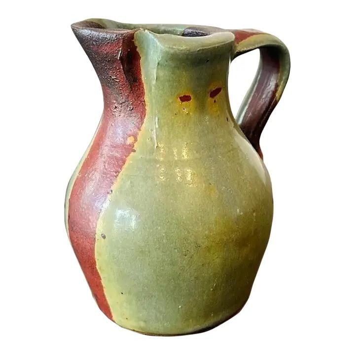 Handmade Studio Pottery Pitcher in Earthy Pistachio Tones (1 of 5)