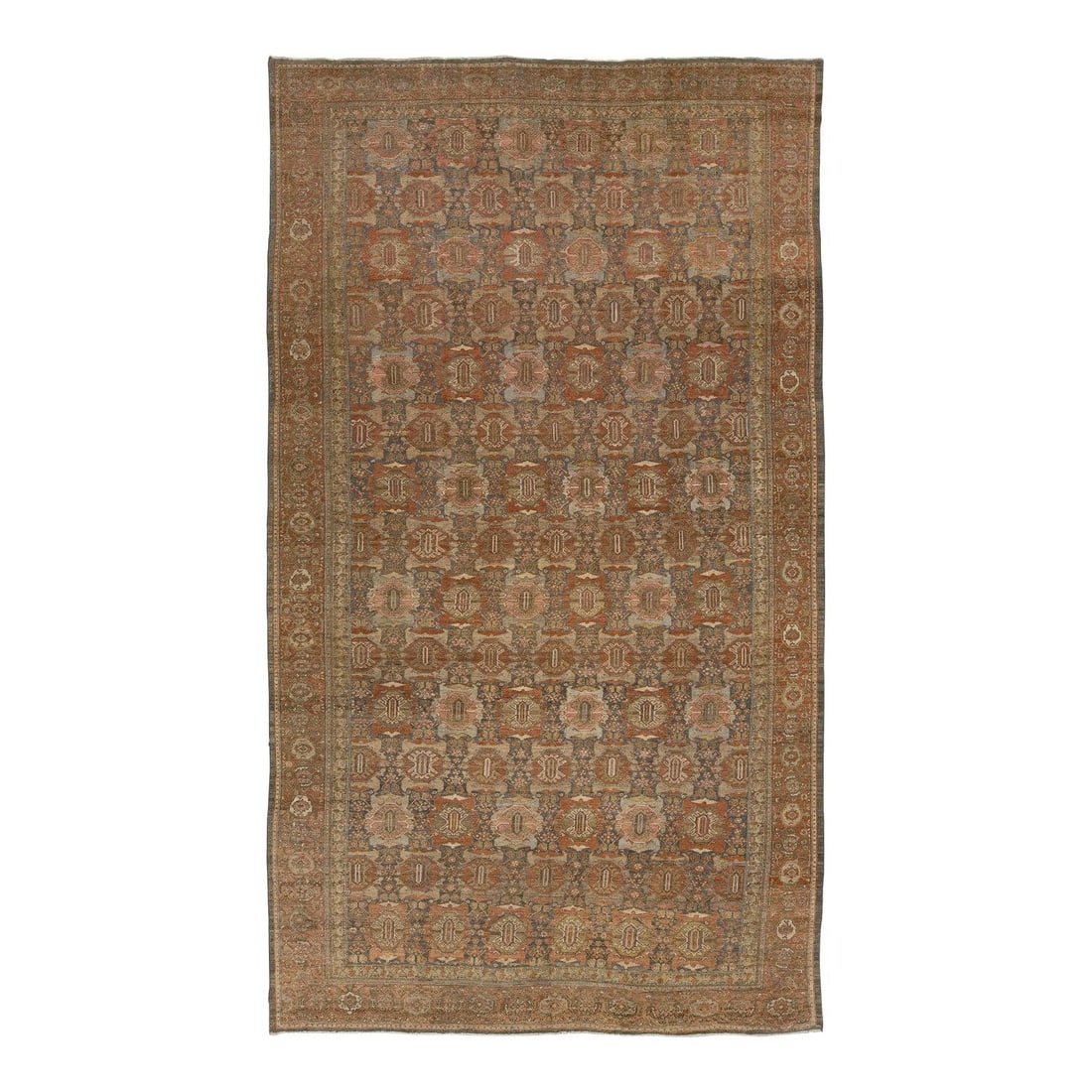 Antique Persian Malayer Wool Rug Floral Design Gray Rust 1890s 9'10 x 17'2 (1 of 10)