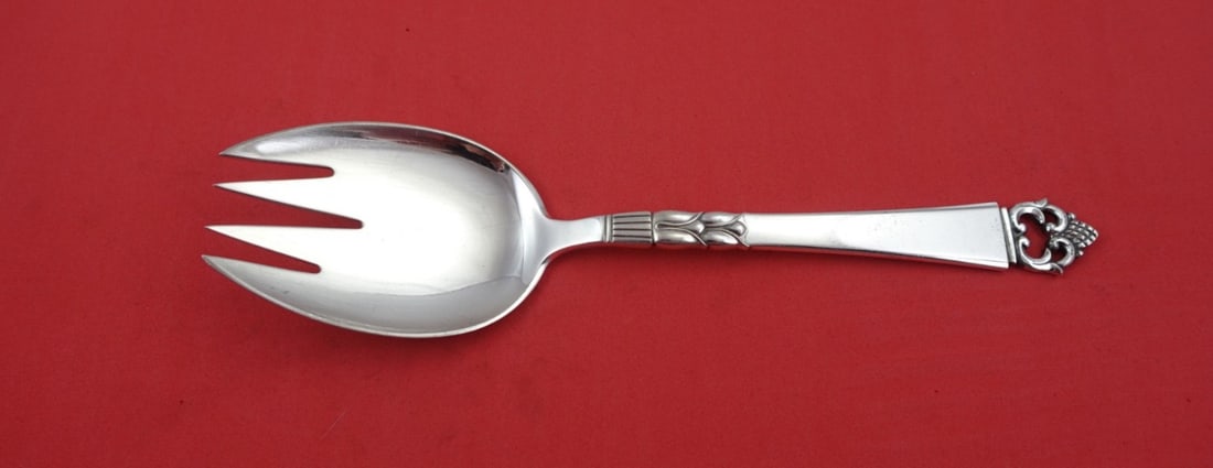 Frigast Danish Crown Sterling Silver Salad Serving Fork 8.5 inches (1 of 2)