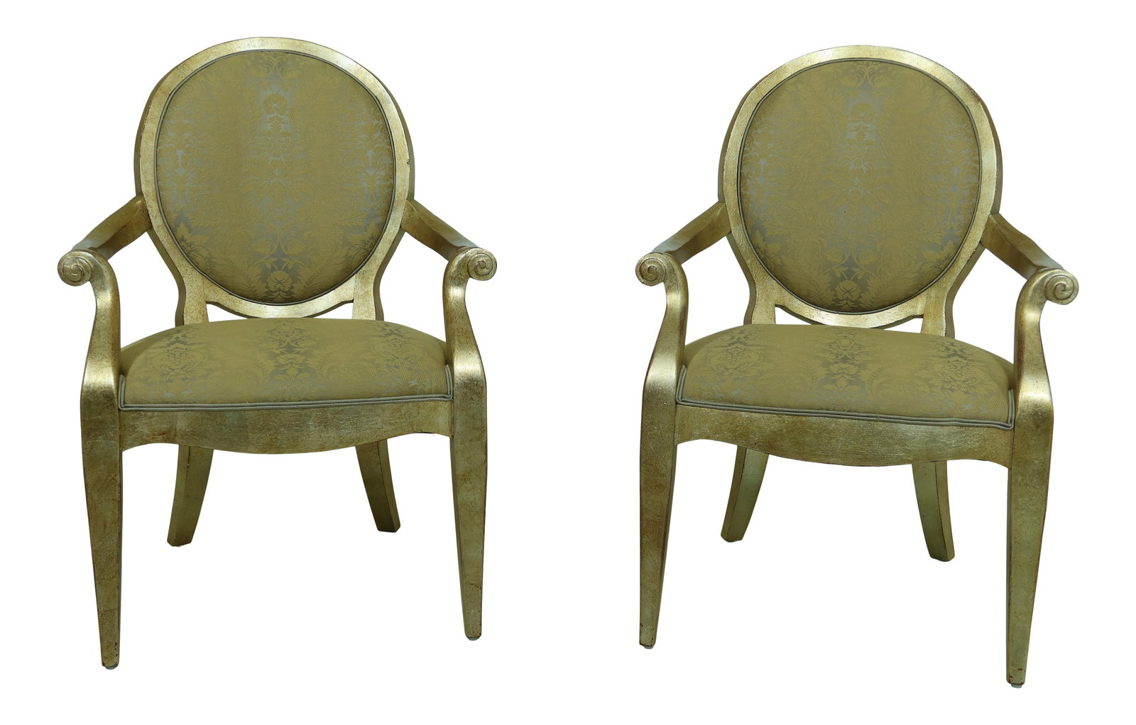 Elegant Henredon Gold Finish Open Armchairs Pair (1 of 10)
