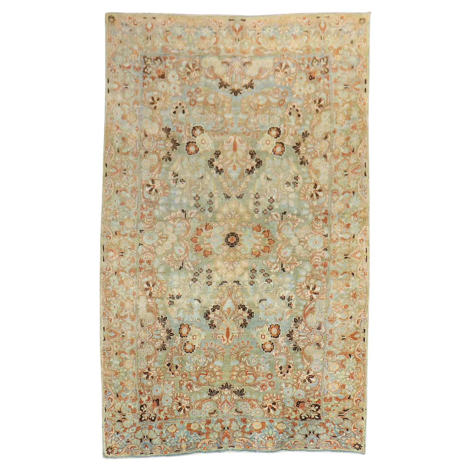 Zabihi Collection Hand-Knotted Persian Sarouk Rug 69x112 in 1920s Wool: Zabihi Collection Hand-Knotted Persian Sarouk Rug 69x112 in 1920s Wool Discover the elegance of this early 20th Century Persian Sarouk rug, expertly hand-knotted from high-quality wool. Featuring a ca