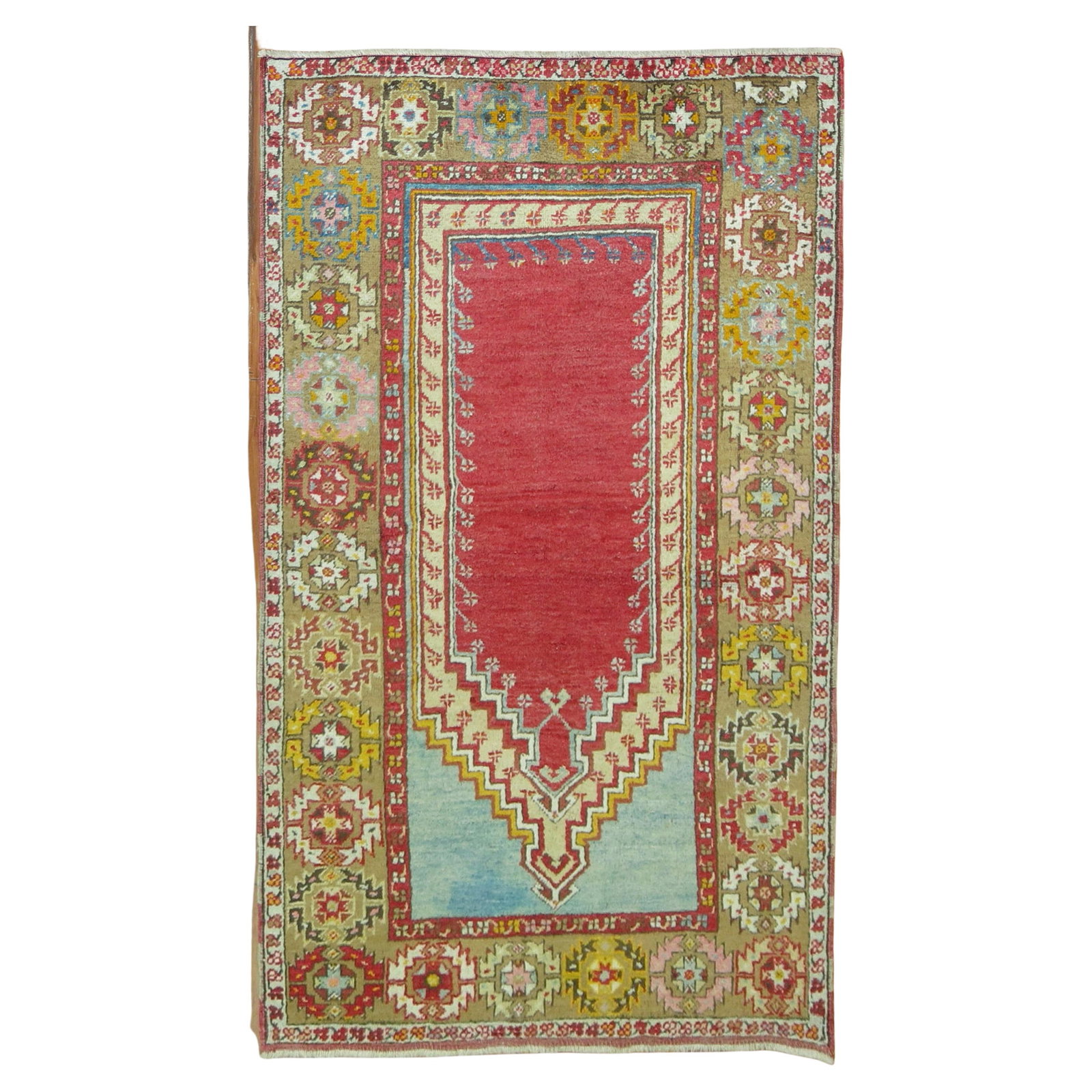 Vibrant Hand-Woven Turkish Prayer Niche Rug 39 x 68 Wool Bohemian (1 of 6)