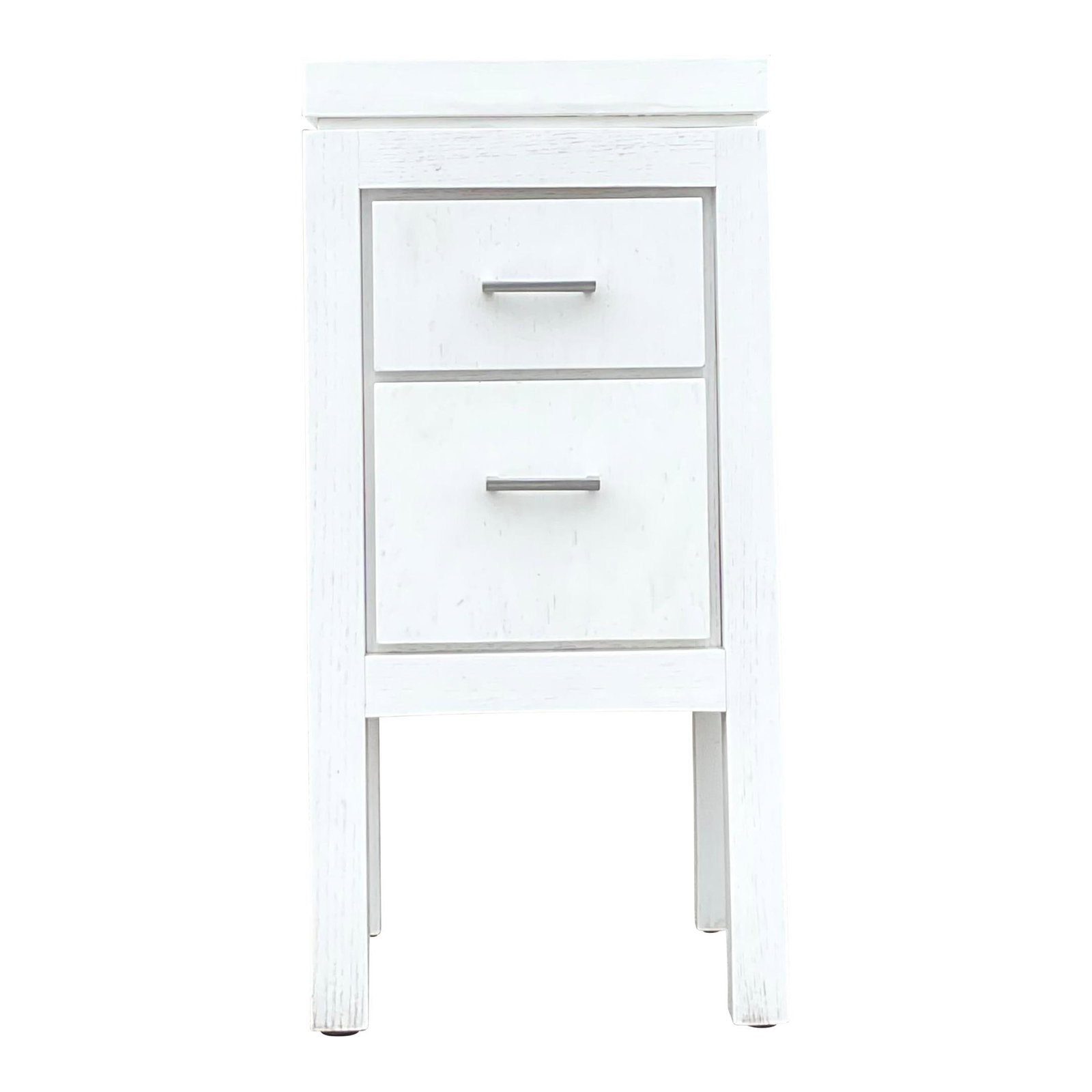 Vintage Contemporary Waterworks Side Table in White Wood Metal Glass (1 of 8)