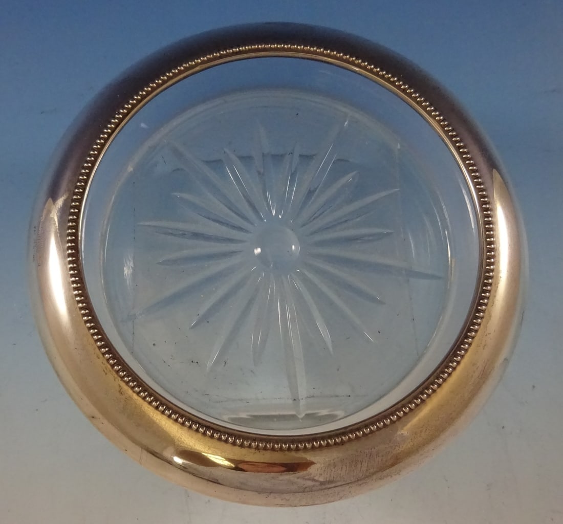 Frank Whiting Bead Edge Sterling Silver Champagne Coaster 6 3/4" (1 of 5)