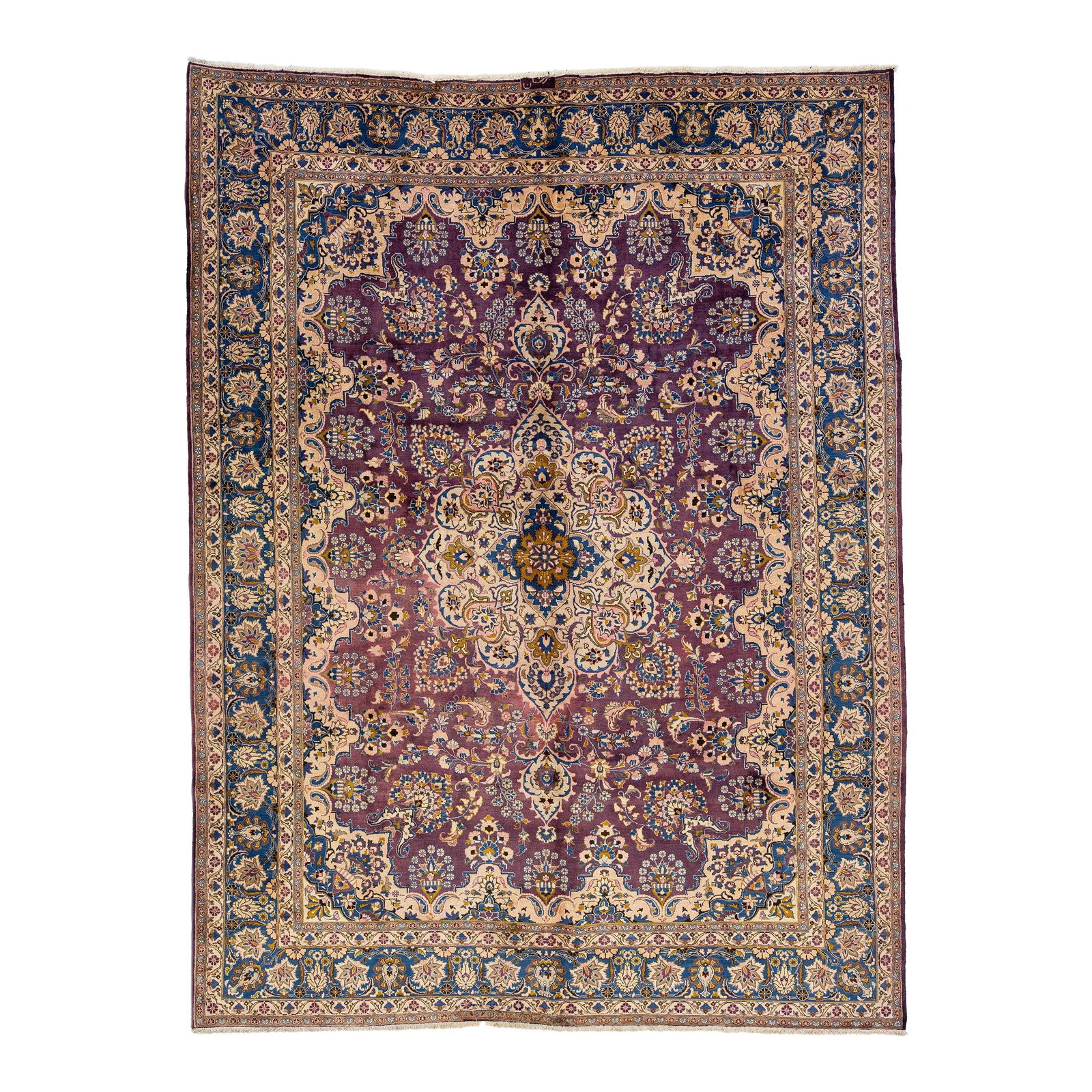 1960s Persian Tabriz Handmade Navy Blue Wool Medallion Rug 9'7 x 12'8 (1 of 7)