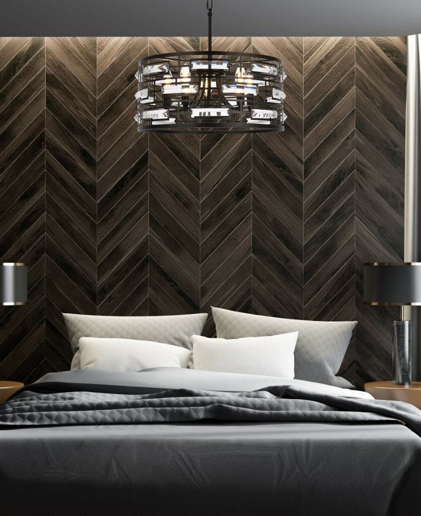 Elegant Kennedy 5-Light Black Crystal Chandelier 18.5" Modern Design (1 of 9)