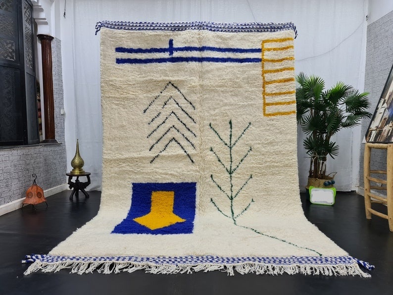 Artistic Handwoven Moroccan Berber Wool Rug 9.84 x 6.56 Feet (1 of 9)