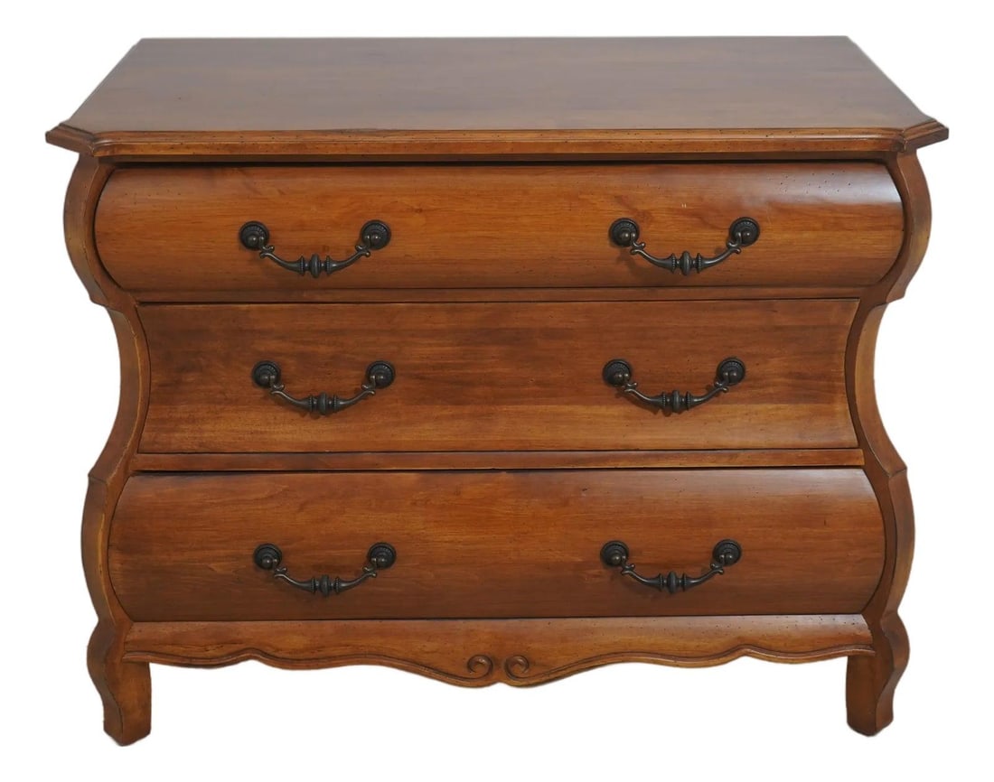 Three Drawer Wood Dresser in Baroque Continental Design Light Walnut Finish (1 of 10)