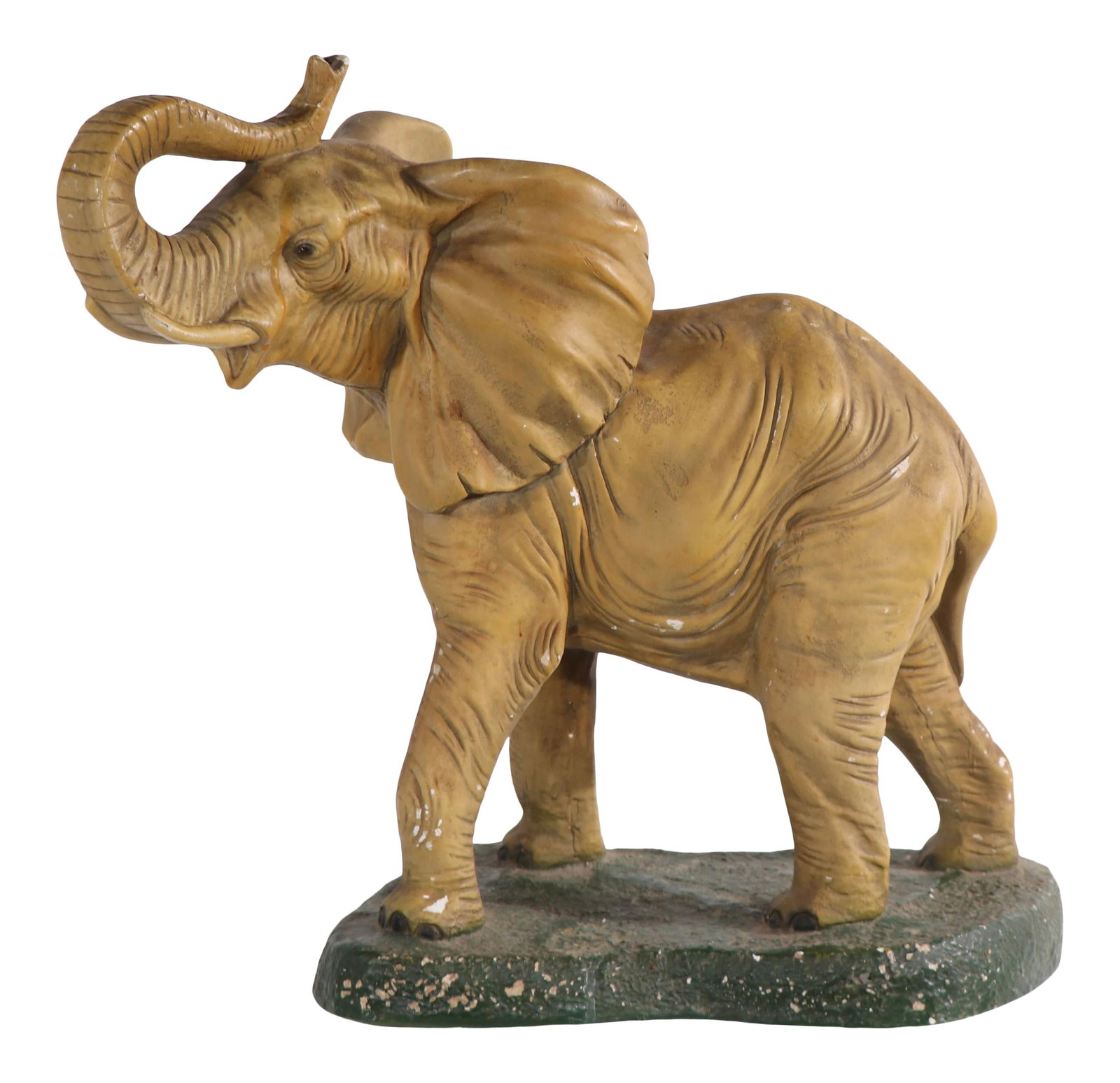 Vintage Marwall Chalkware Elephant Statue Tan 24 x 21 x 10 (1 of 10)