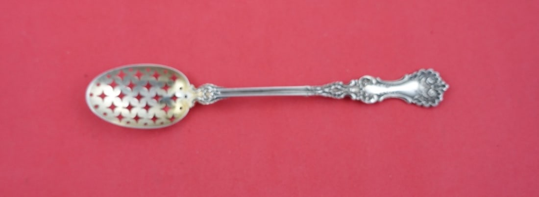 Whiting Pompadour Sterling Silver Gold Washed Olive Spoon 6" (1 of 2)