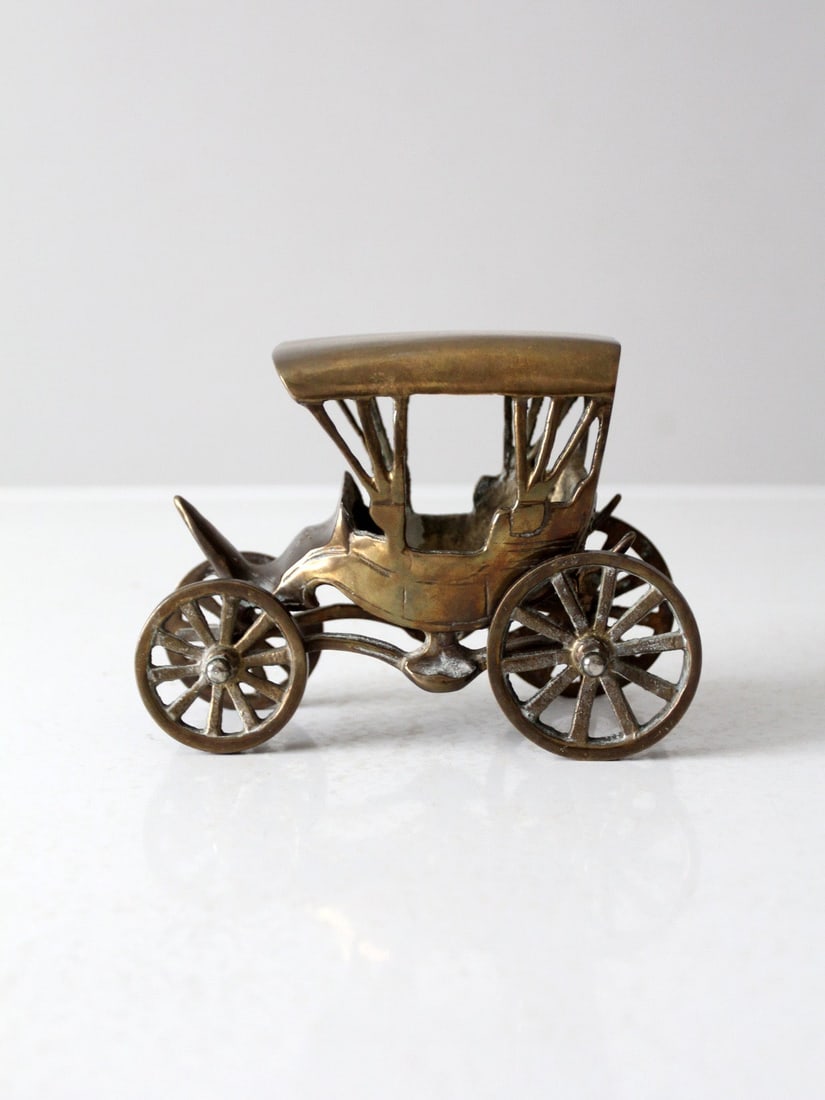 Vintage Brass Carriage Figurine with Rolling Wheels (1 of 10)