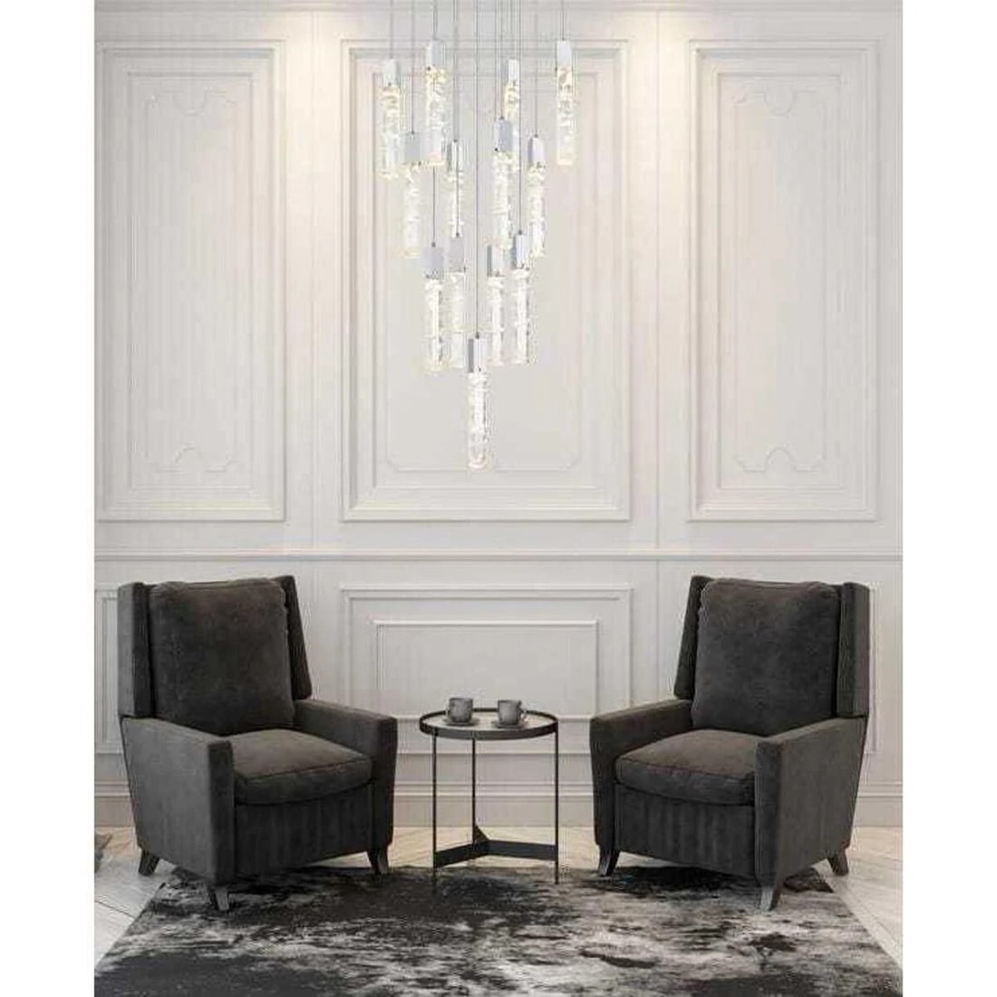 Modern Chrome Crystal Pendant Chandelier 13 Lights Aurora 26in (1 of 11)