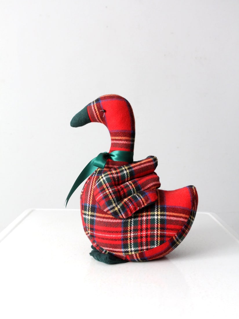 Vintage Handmade Christmas Goose with Tartan Plaid Design (1 of 13)