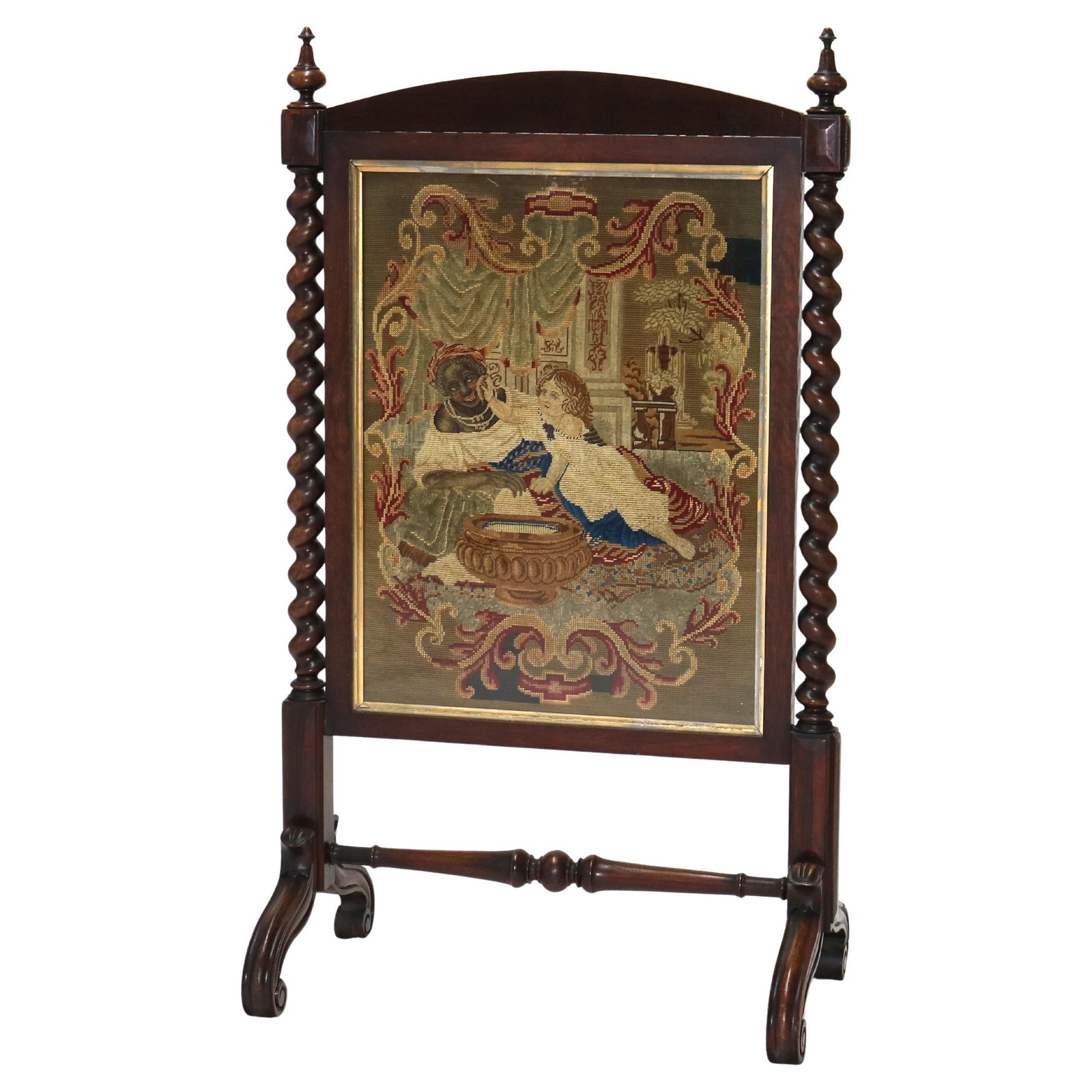 Antique Elizabethan Rosewood Fire Screen with Classical Tapestry c1860 (1 of 11)