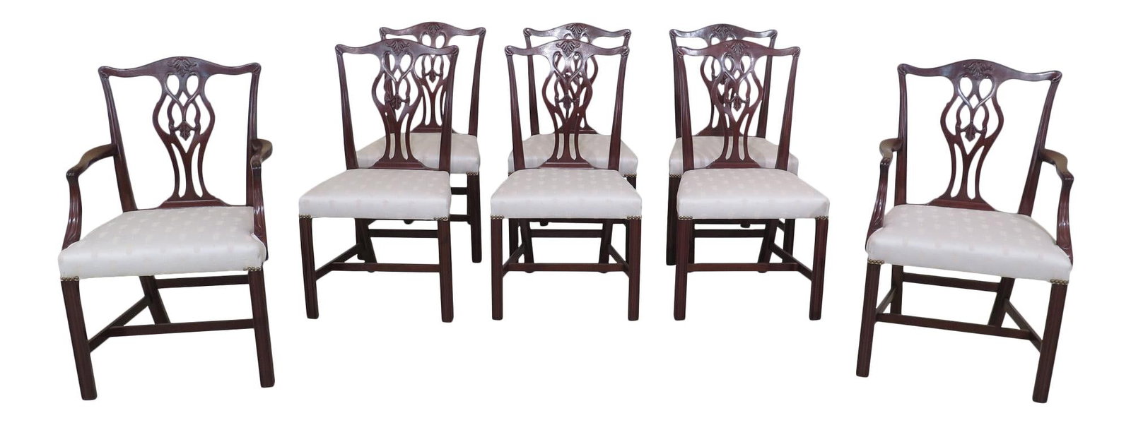1940s Set of 8 Beacon Hill Chippendale Mahogany Dining Chairs (1 of 10)