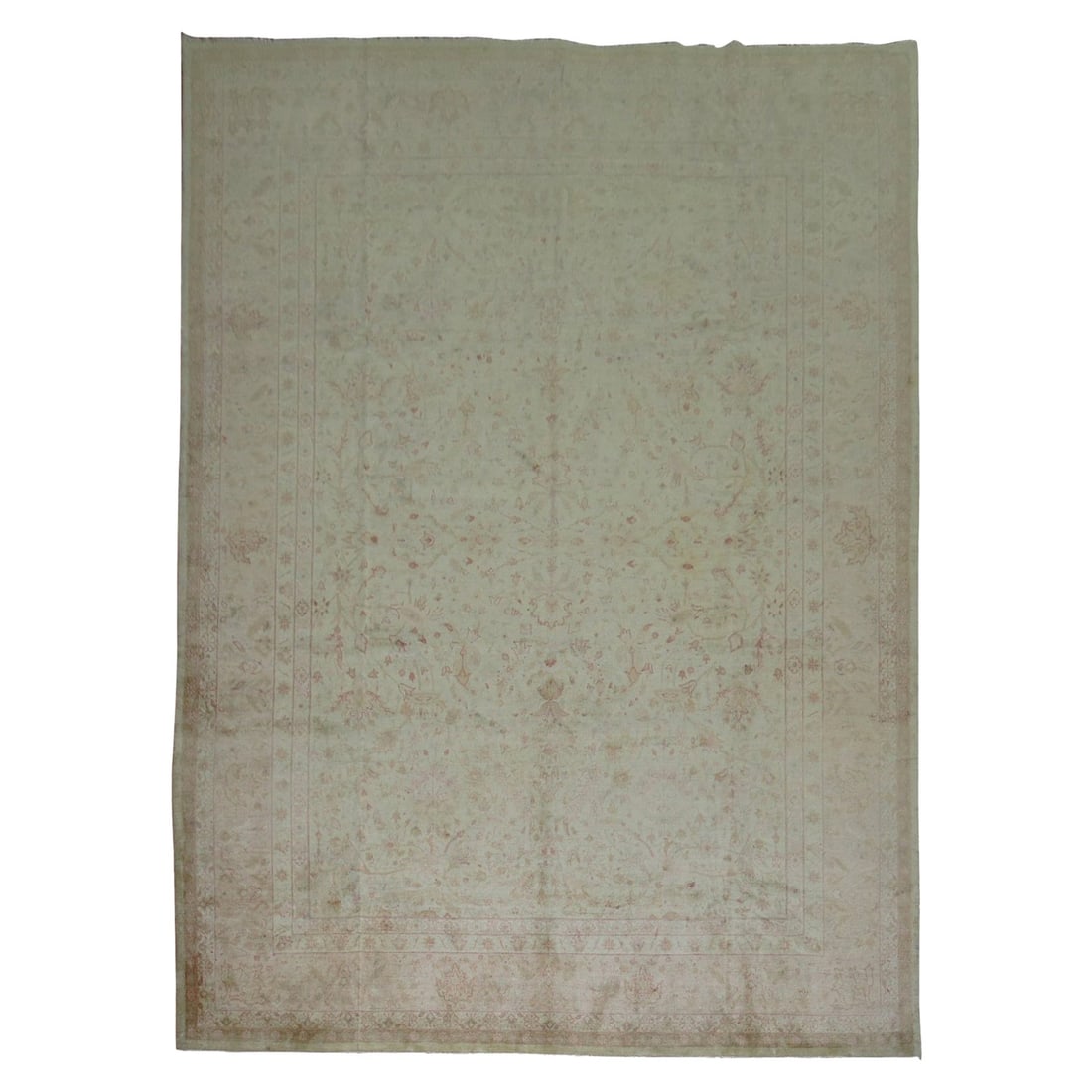 Zabihi Collection Antique Tabriz Floral Rug Ivory Pink 99 x 136 in (1 of 6)