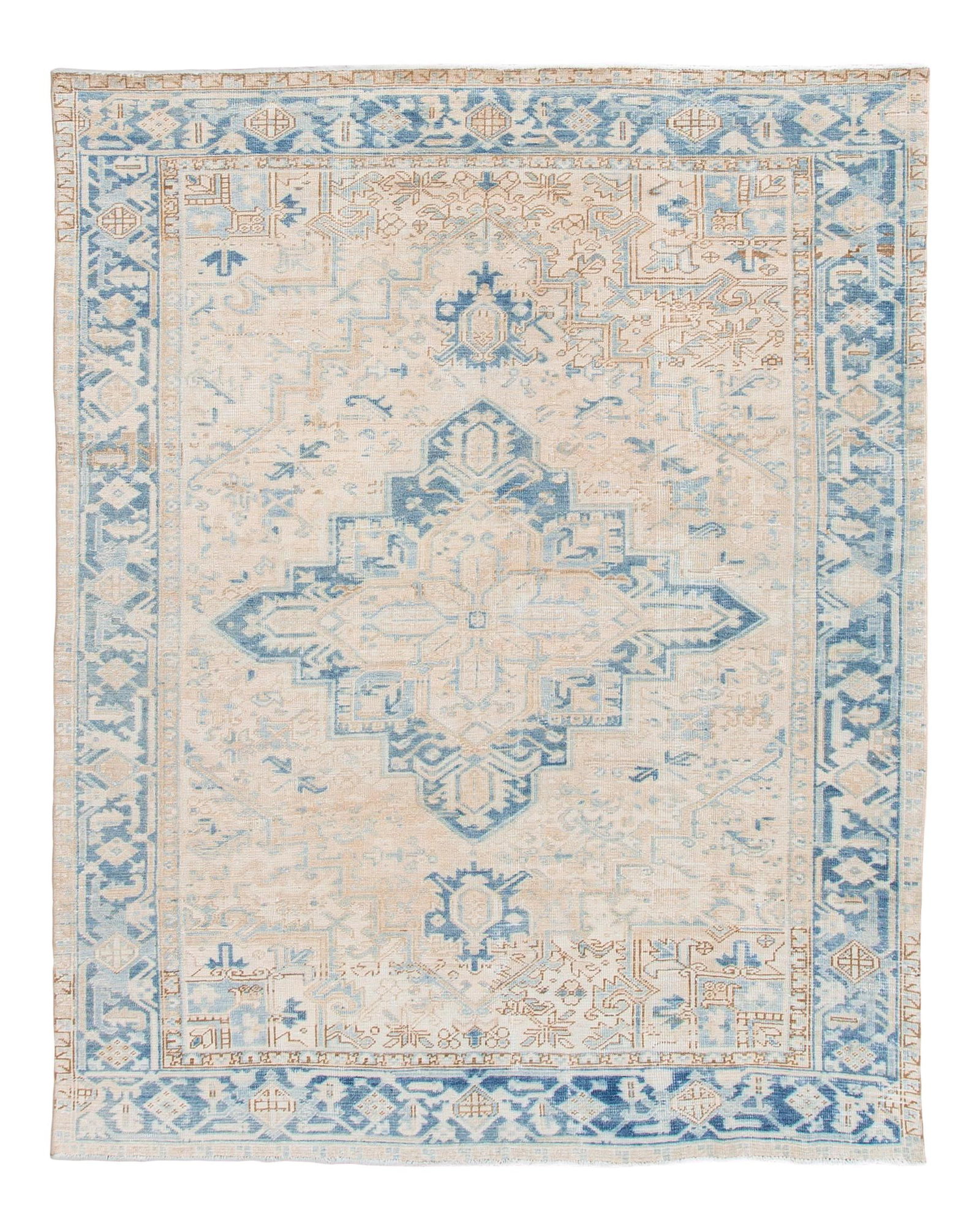 Antique Persian Heriz Handmade Wool Rug 7'2 x 9'1 Floral Design: Antique Persian Heriz Handmade Wool Rug 7'2 x 9'1 Floral Design Enhance your space with this exquisite antique Persian Heriz handmade rug, crafted from luxurious wool. Featuring a stunning beige field