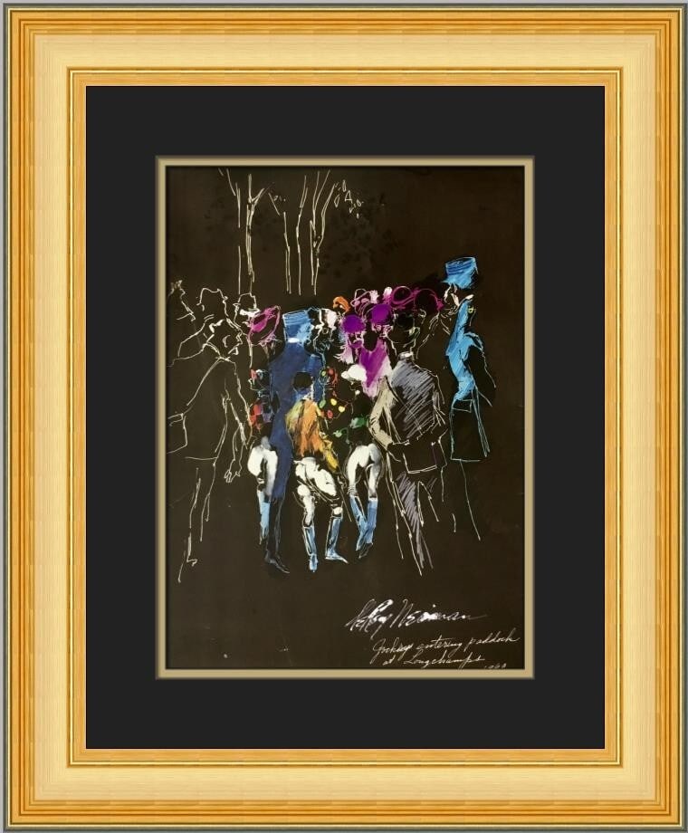LeRoy Neiman 1994 Jockeys Entering Paddock Custom Framed Print (1 of 2)