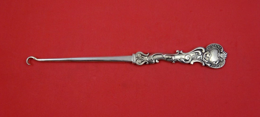 Sterling Silver Button Hook Rococo Pattern by Shiebler 8 1/8 Inch (1 of 2)
