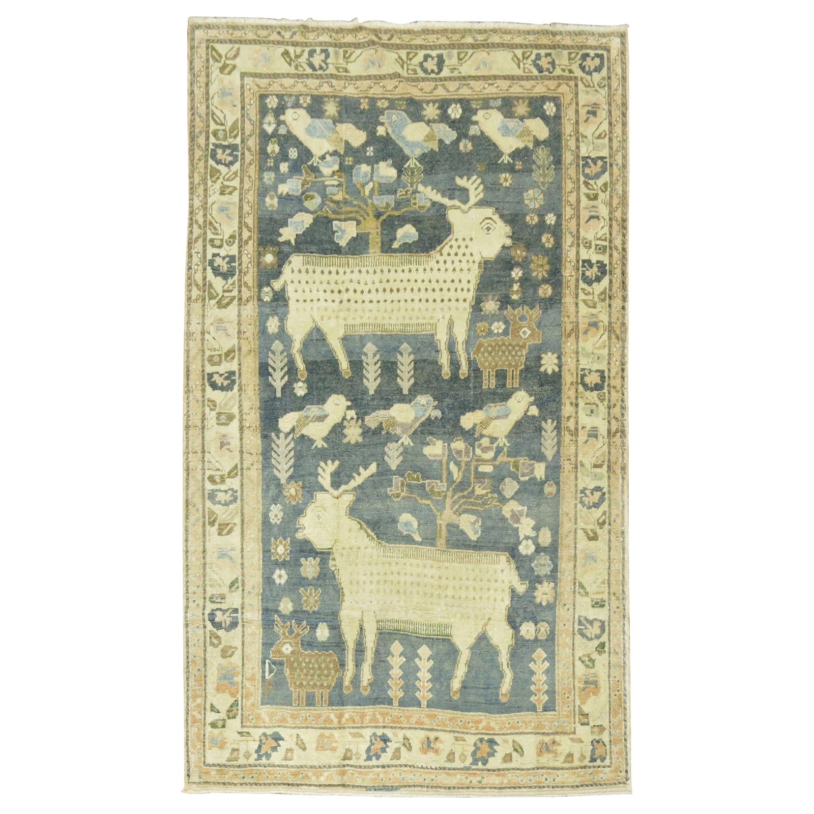Mid-20th Century Turkish Folk Art Decorative Rug with Sheep and Birds (1 of 9)