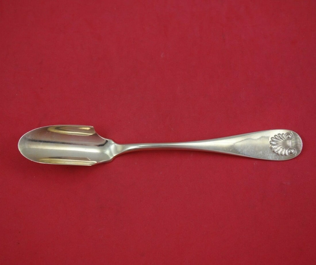 Durgin Shell Pattern Sterling Silver Cheese Scoop 8.5 Inch Serving Piece: Durgin Shell Pattern Sterling Silver Cheese Scoop 8.5 Inch Serving Piece This exquisite cheese scoop from the Shell pattern by Durgin features a stunning design crafted from high-quality sterling silv
