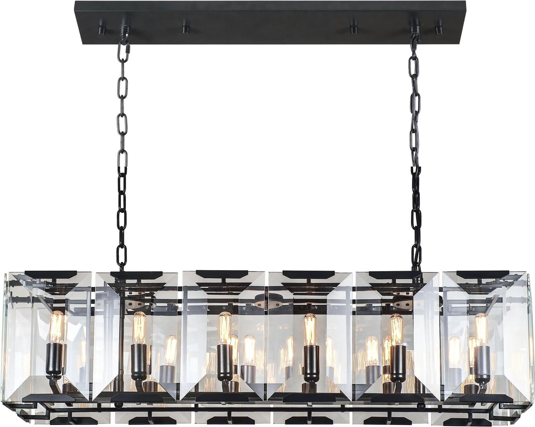 Elegant Lighting Monaco Flat Black Bowl Chandelier 12H 13W 40D (1 of 1)