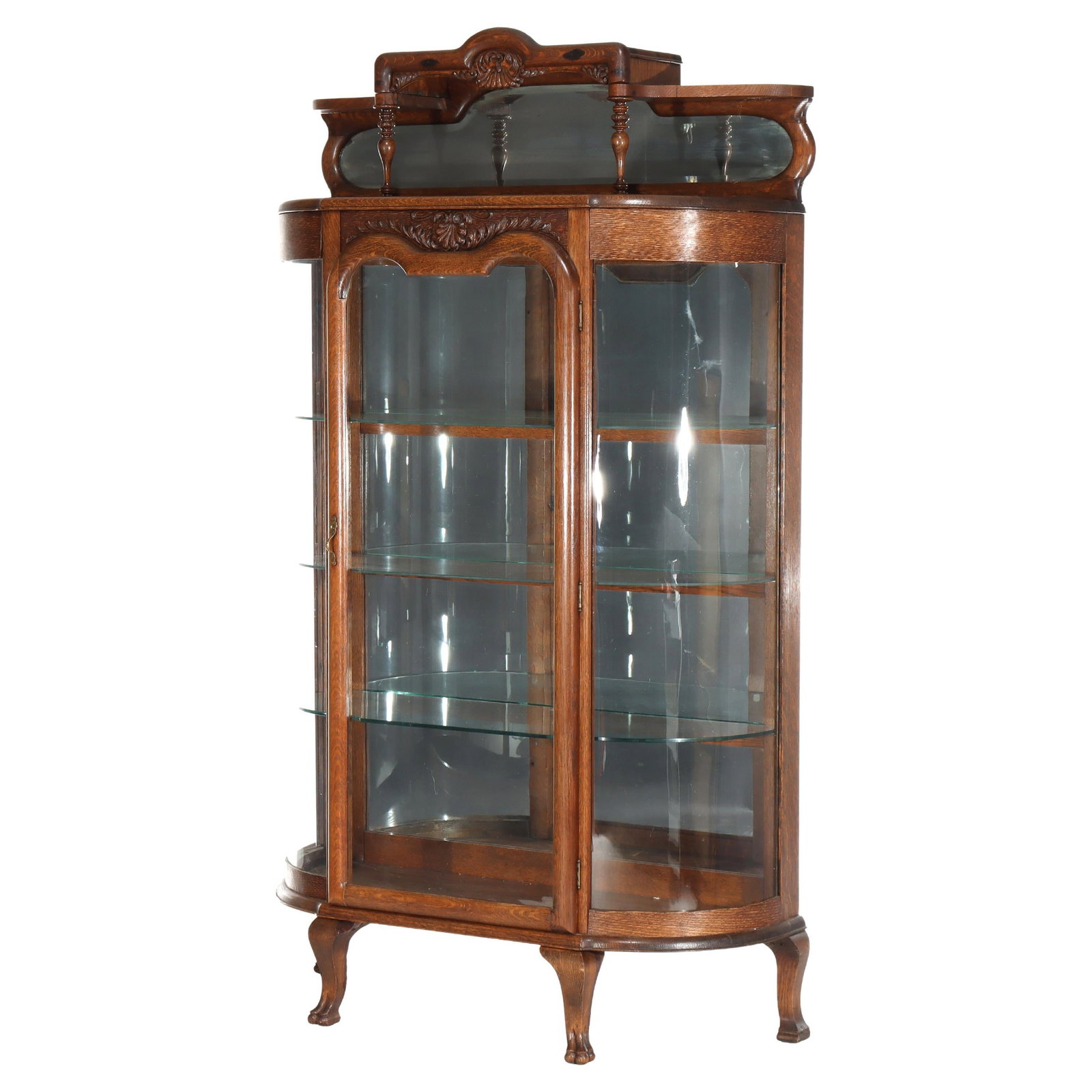 Antique RJ Horner Oak China Cabinet with Mirror c1900 (1 of 17)