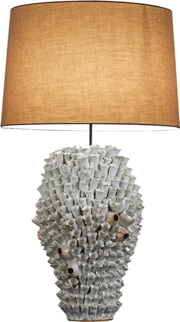 Handmade Blue Ceramic Lamp 36 Inch Elegant Decor (1 of 3)