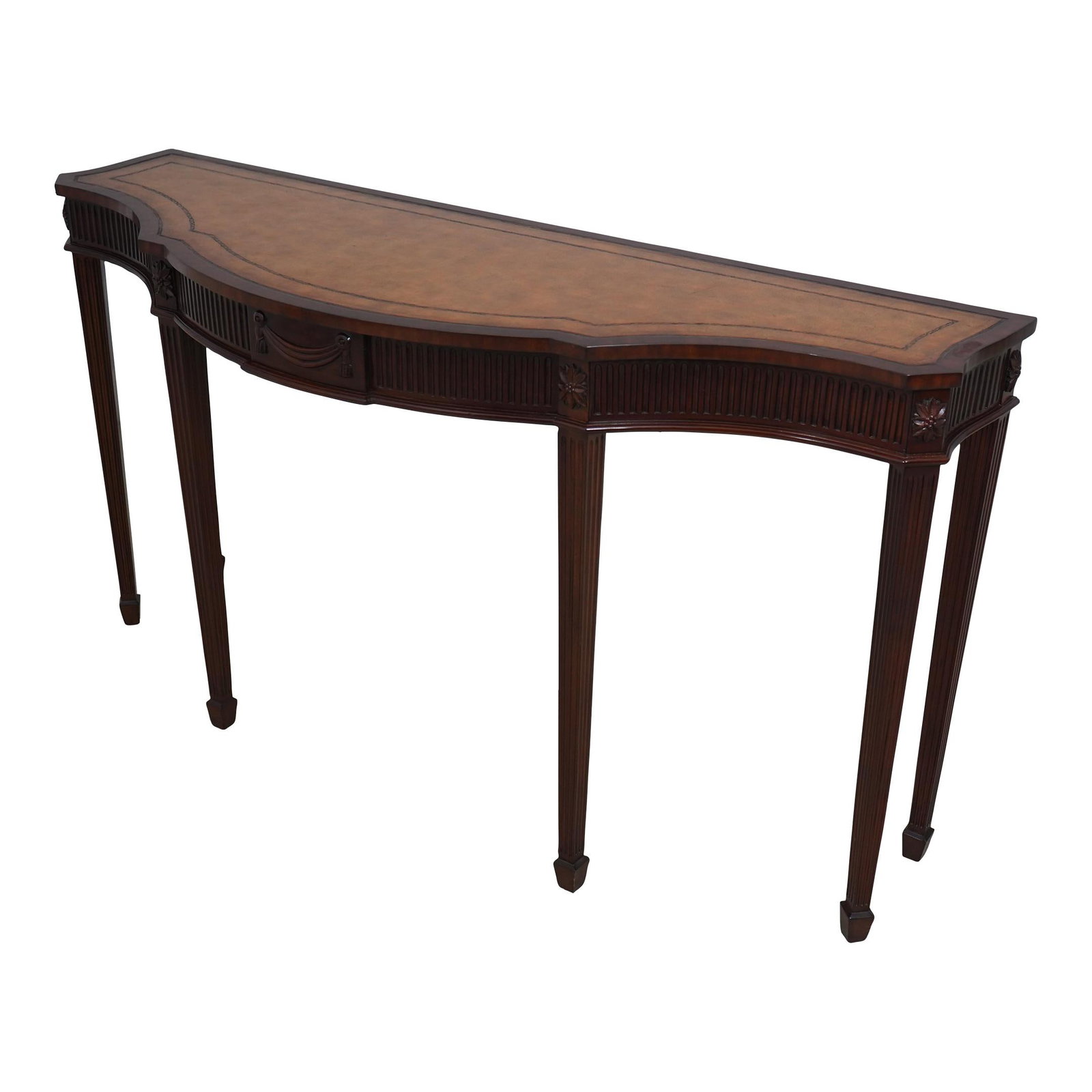 Maitland Smith Adam Style Mahogany Console Table with Leather Top (1 of 10)