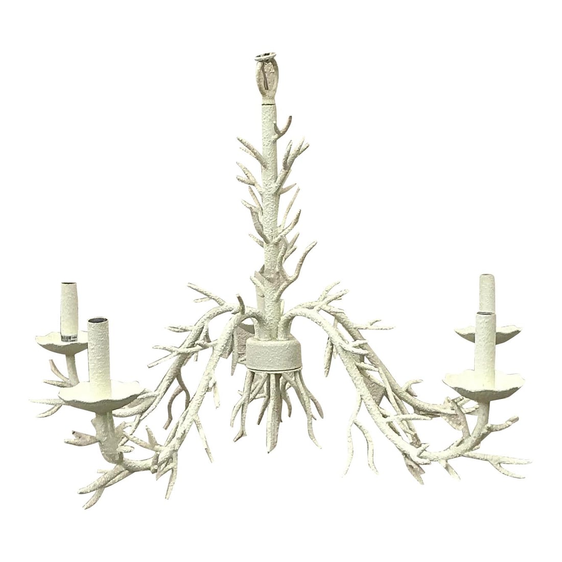 Vintage Coastal Coral Branch Chandelier Cream Metal 28.5" (1 of 4)