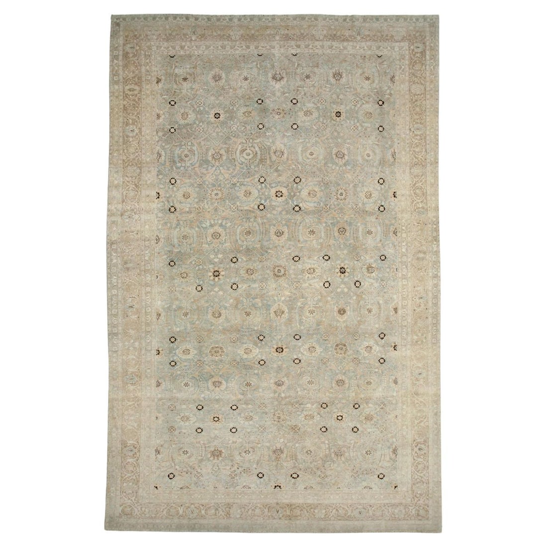 Antique Pale Blue Persian Tabriz Rug 12'1 x 19'1 Hand-Knotted Wool (1 of 4)
