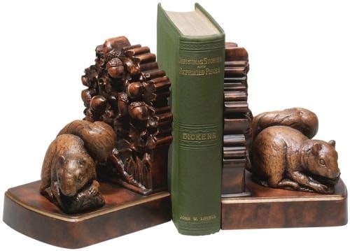 Charming Lodge Style Busy Squirrel Bookends - Hand-Painted Resin (1 of 1)