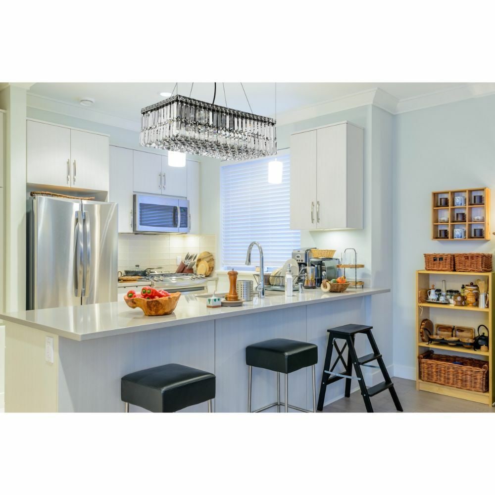 Maxime 6-Light Modern Black and Clear Crystal Chandelier 24 Inch Ceiling Fixture (1 of 8)