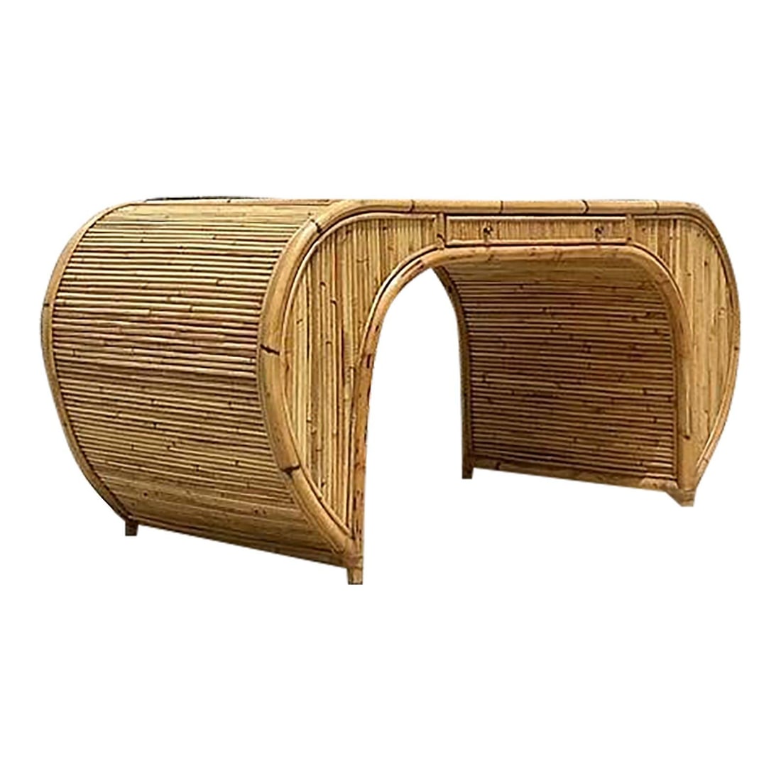 Vintage 1978 Henry Olko Rattan Waterfall Desk Coastal Chic (1 of 9)