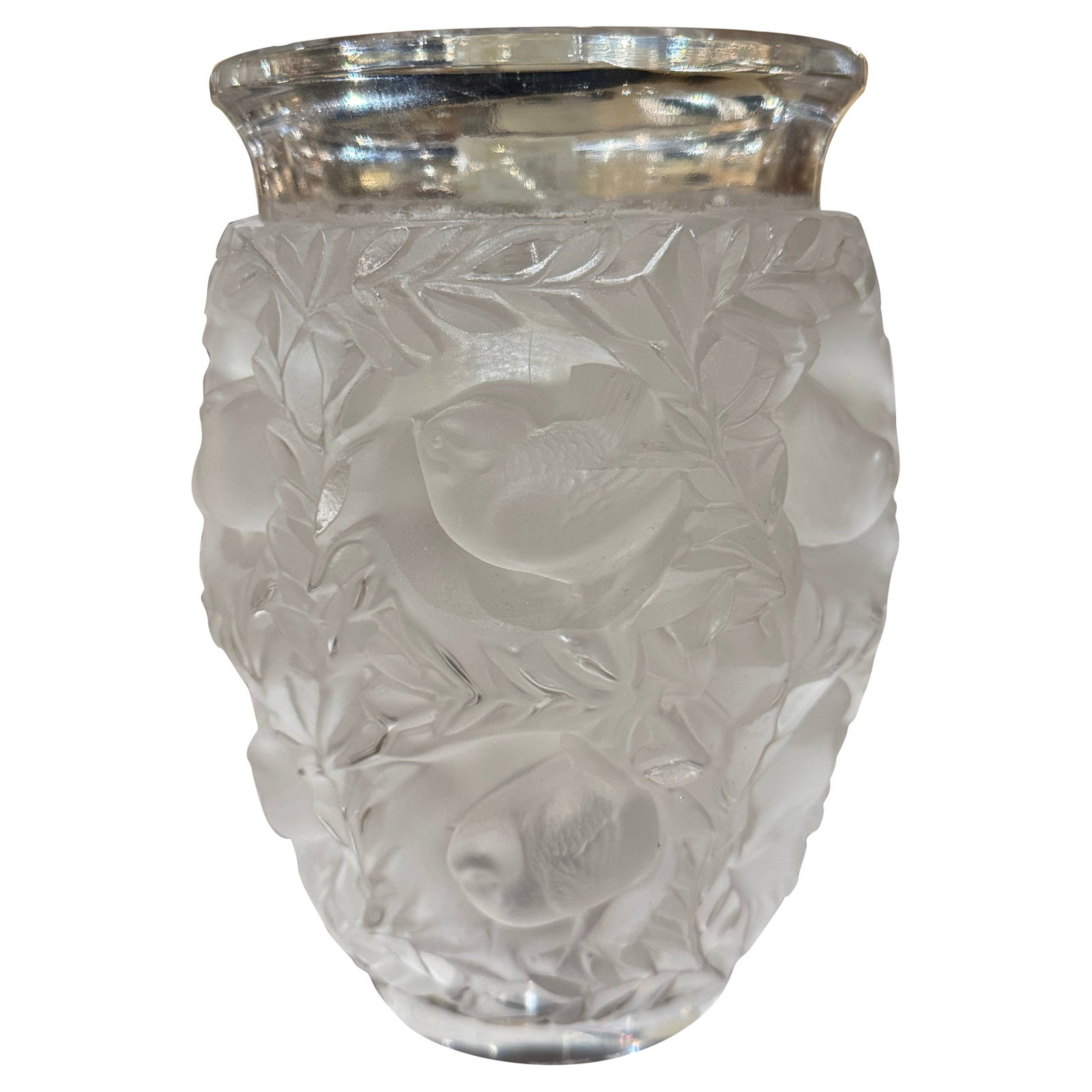Lalique Bagatelle Frosted Crystal Vase with Bird Design 7in France (1 of 5)