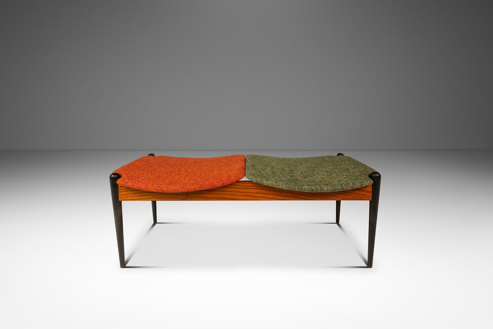 Two Seater Oak Bench With New Two Tone Upholstery by Arthur Umanoff 1960s (1 of 18)