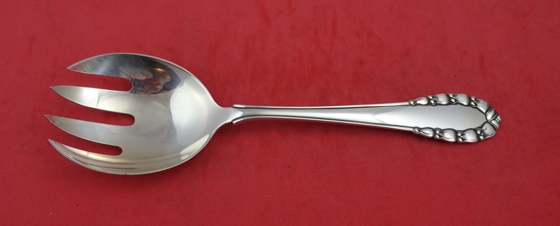 Georg Jensen Lily of the Valley Sterling Salad Serving Fork 8 1/4" (1 of 2)