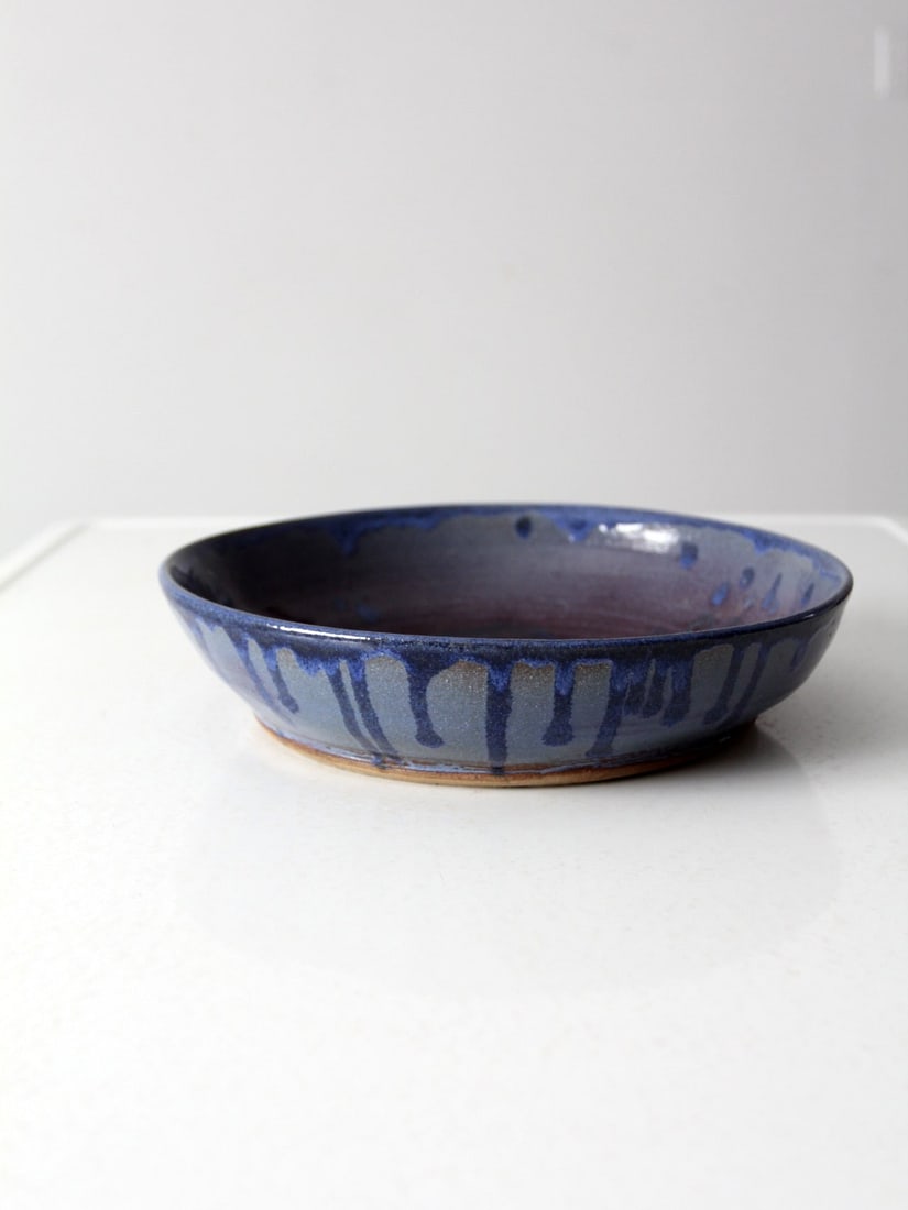 Handcrafted Vintage Studio Pottery Bowl Signed Purple Blue Glaze (1 of 9)