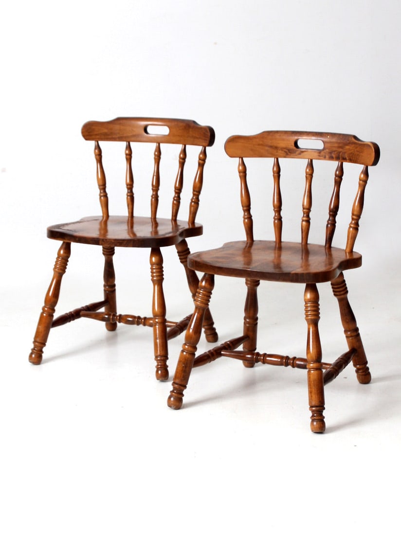 Pair of Vintage Pub Style Dining Chairs with Spindle Backs (1 of 12)