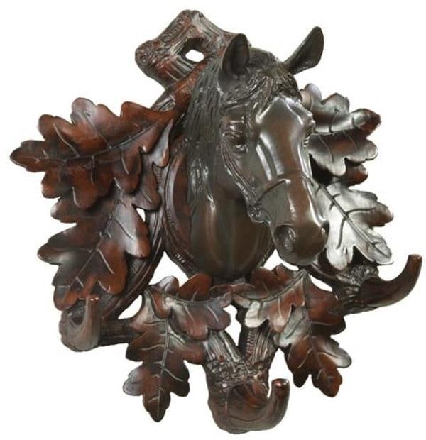 Equestrian Lodge Style Resin Horse Head Wall Coat Rack 3 Hooks (1 of 1)