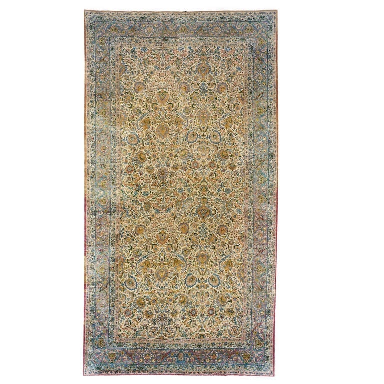 19th Century Persian Lavar Kerman Oversize Hand-Knotted Wool Rug (1 of 8)