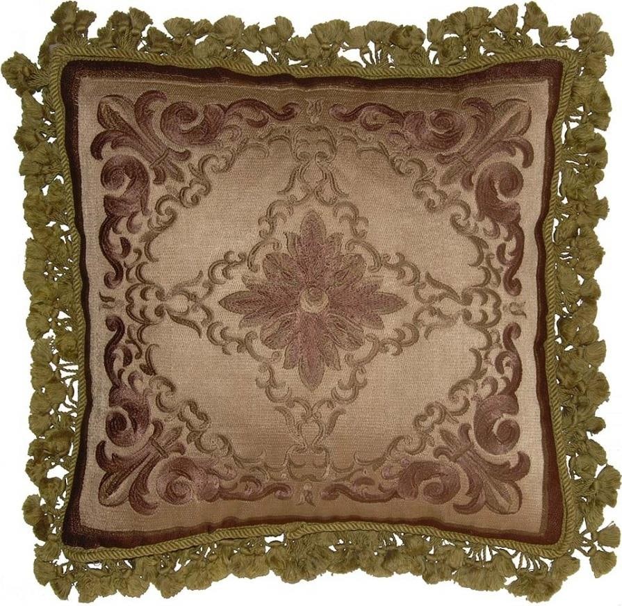 Provence Home Handcrafted Ultra Suede Floral Throw Pillow 20x20 Beige (1 of 1)